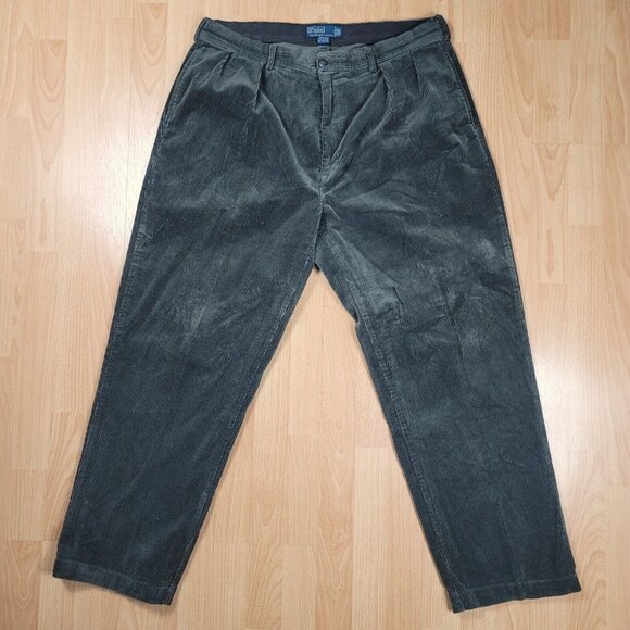 Vintage Polo Ralph Lauren Corduroy Andrew Pants Men's‎ Size 38x29 Pleated Chino